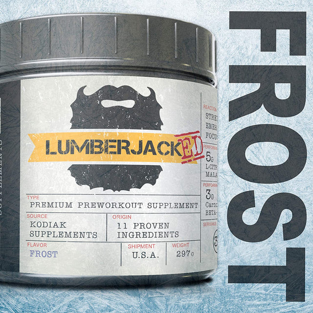 LUMBERJACKED Pre-Workout Supplement with Carnosyn by Kodiak Supplements - 30 Servings - Better Pumps, Strength, Energy, and Focus - No Crash (Frost)