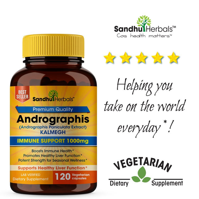 Sandhu Herbals Andrographis Paniculata Immunity Support Kalmegh Ayurvedic Herbal Vegetarian 120 Capsules