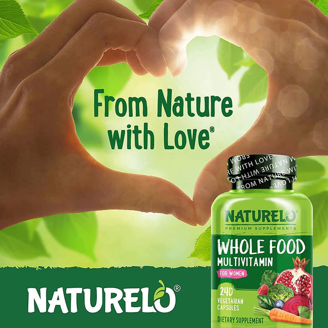 NATURELO Whole Food Multivitamin for Women - with Vitamins, Minerals, & Organic Extracts - Supplement for Energy and Heart Health - Non GMO - 240 Vegan Capsules