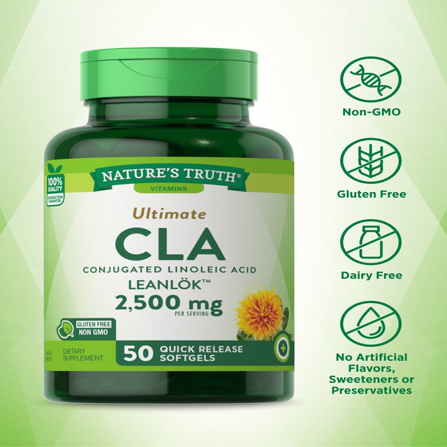 CLA Supplement 1250 Mg | 50 Softgel Pills | Conjugated Linoleic Acid | Non-Gmo, Gluten Free | by Nature'S Truth