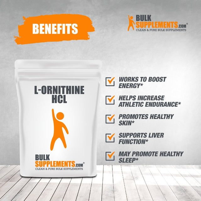 Bulksupplements.Com L-Ornithine Hcl Powder - Amino Acids Supplement - Lung Support - Amino Acids Soy Free (250 Grams - 8.8 Oz)