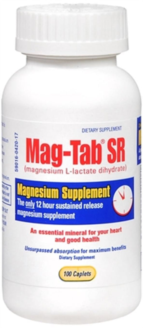 4 Pack Mag Tab SR Magnesium Lactate Dihydrate Supplement 100 Caplets