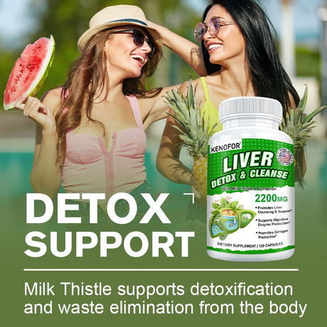 KENOFOR Liver Cleanse Detox & Repair for Liver Detoxification, Digestion and Cleansing - Liver Support Supplement with Milk Thistle, Turmeric, Ginger, Dandelion and More.