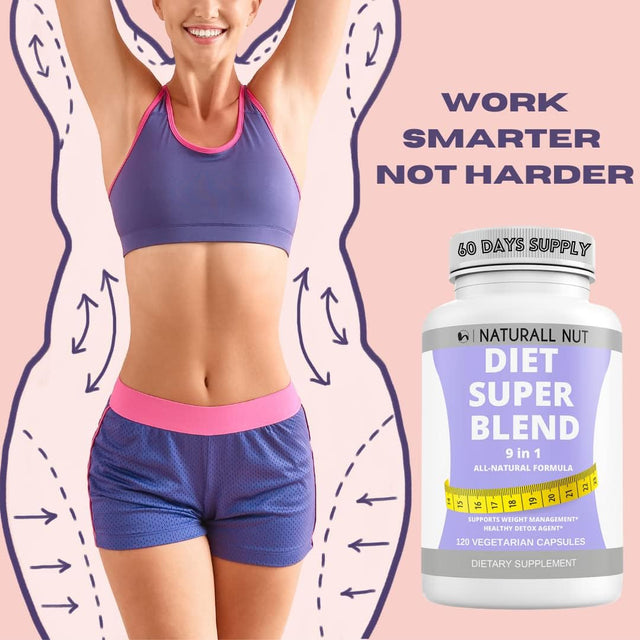 Diet Super Blend - Appetite Suppressant for Women, W/Garcinia Cambogia Weight Loss Pills for Bloating Relief & Carb Blocker, Thermogenic Belly Fat Burner, Diet Pills Work Fast for Women