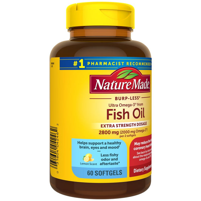 Nature Made Extra Strength Omega 3 Fish Oil Supplements 2800 Mg per Serving Softgels, 60 Count