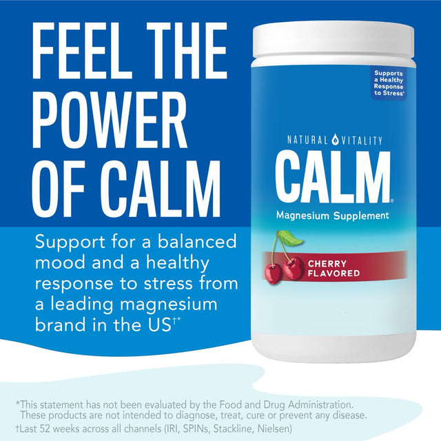 Natural Vitality CALM Magnesium Powder Supplement for Stress Relief, Cherry, 16 Ounces