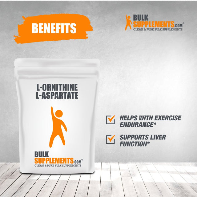 Bulksupplements.Com L-Ornithine L-Aspartate Powder - Amino Acids for the Brain - Lung Support - Amino Acid Supplement (250 Grams)