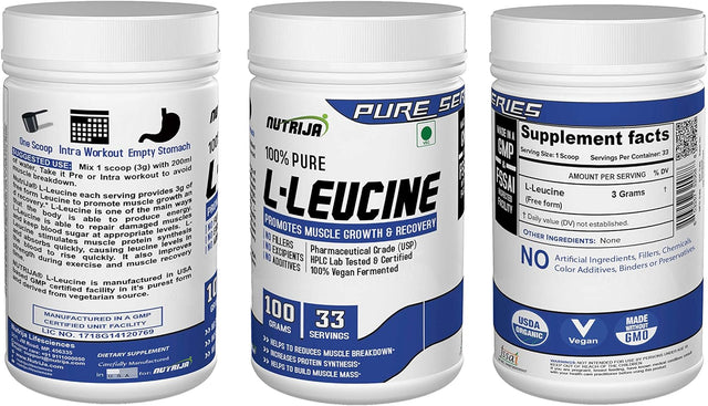 L-Leucine - 100Grams, 100% Pure & USP Grade - Ideal Intra Workout Supplement