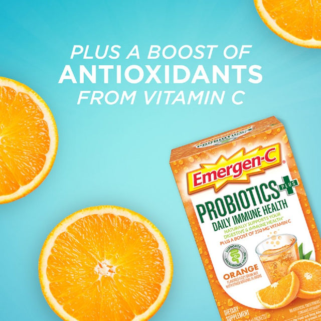 Emergen-C Probiotics plus Vitamin C Probiotic Drink Mix, Orange Flavor, 14 Ct