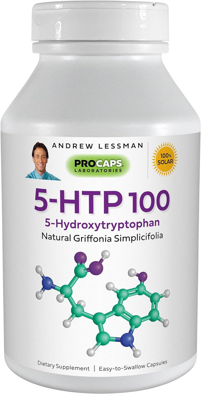 ANDREW LESSMAN 5-HTP 100-240 Capsules – Helps Enhance Sleep Quality and Promote Positive Mood. Ultra-Pure 5-Hydroxytryptophan (5-HTP). Essential to Serotonin Synthesis. No Additives