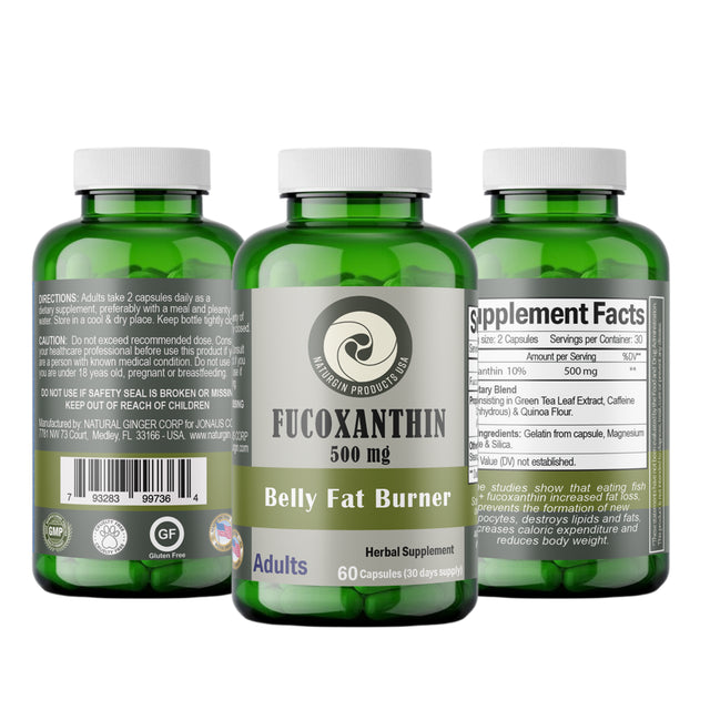 NATURGIN Fucoxanthin 10% Veggie-Belly Fat Burner Booster, Powerful Immune Support Supplement.