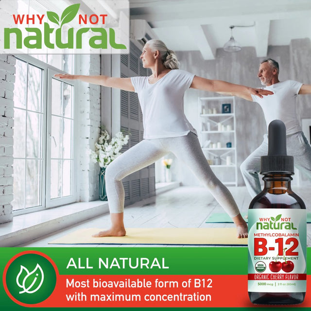 Why Not Natural Organic B12 Liquid Drops, 5000Mcg per Serving