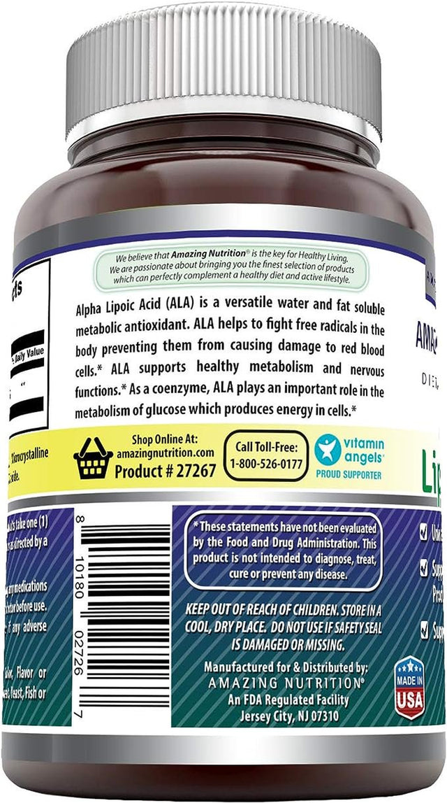 Amazing Formulas Alpha Lipoic Acid 600Mg 60 Capsules Supplement | Non-Gmo | Gluten Free | Made in USA