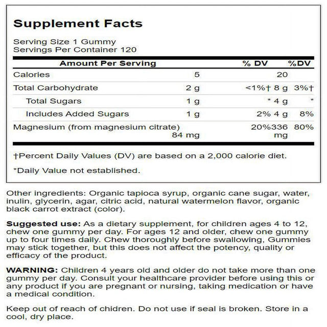 Swanson Magnesium Gummies - Watermelon 84 Mg 120 Gummies