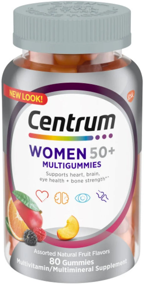 Centrum Multigummies Gummy Multivitamin for Women 50 Plus, with Vitamin D3, B6 and B12, Multivitamin/Multimineral Supplement, 80 Ct (Pack of 3)