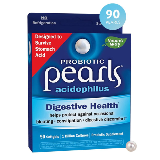 Nature’S Way Probiotic Pearls Acidophilus, Digestive Health*, 1 Billion Live Cultures, No Refrigeration Required, 90 Softgels