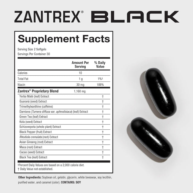 Black – Energizing Weight Management Supplement Pills – Clinically Validated Ingredients – Dietary Supplements - 60 Count (Pack of 1)