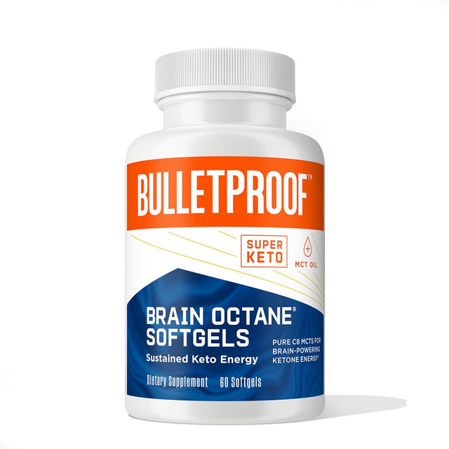 Brain Octane C8 MCT Oil, 2000Mg Caprylic Acid Triglycerides from Non-Gmo Coconuts, 60 Softgels, Bulletproof Keto Supplement for Cognitive Function and Gut Health