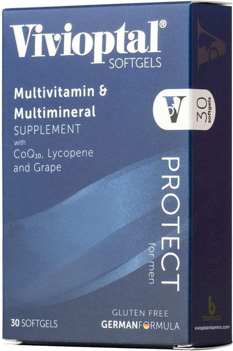 Vivioptal Protect for Men German Formula with Coq10, Lycopene & Resveratrol Supplement Capsules, 30 Count