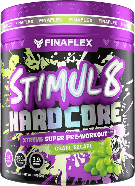 FINAFLEX STIMUL8 Hardcore, Grape Escape - Extreme Energy, Strength & Endurance for Men & Women - with Caffeine & L-Citrulline - 30 Servings