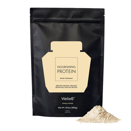 Welleco, Nourishing Protein, Premium Organic Sprouted Brown Rice & Pea Protein, Vanilla Flavour, 300G (10.5Oz) Pouch