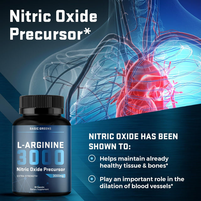 L Arginine 3,150Mg (180 Tablets) L-Arginine Supplement for Men and Women with Nitric Oxide Precursor | L Arginine Supplement Pills for Men, Sport, Workout, Made in the USA