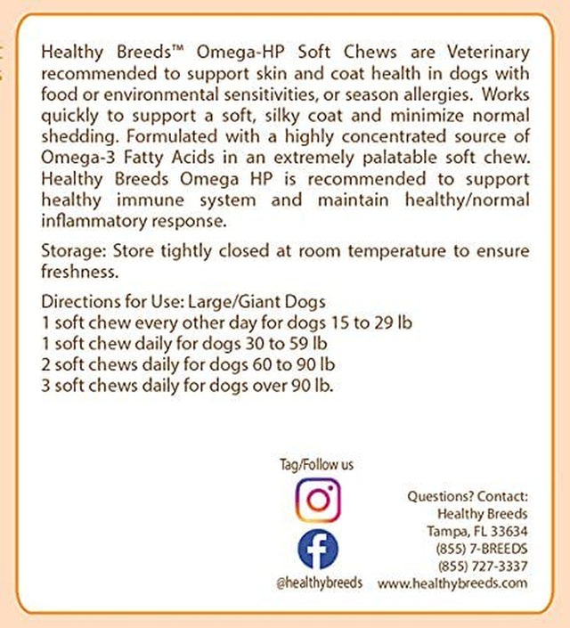 Healthy Breeds Golden Retriever Omega HP Fatty Acid Skin and Coat Support Soft Chews