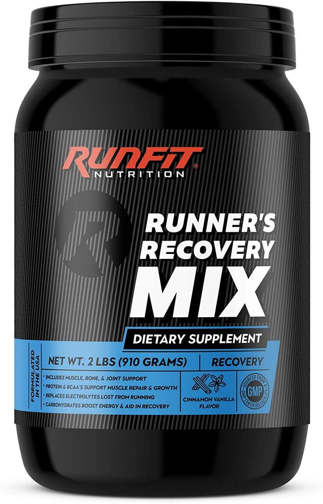 Runner'S Recovery Mix - Complete Recovery for Runners with Protein, Carbs, Electrolytes, Bcaas & More - Faster Recovery for Muscle, Bones & Joints - Cinnamon Vanilla Flavor - 2 Lbs