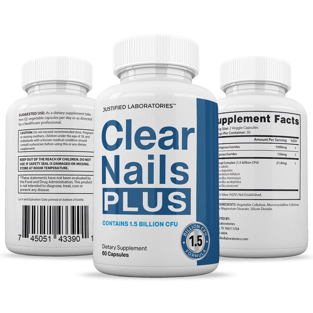 (2 Pack) Clear Nails White 1.5 Billion CFU Probiotic Nail Support 120 Capsules