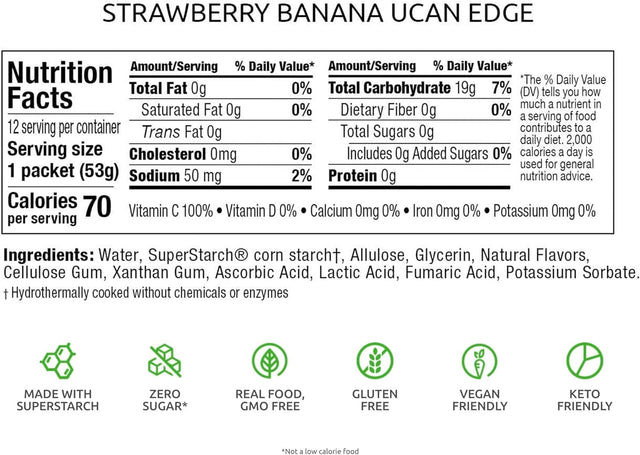 UCAN Edge Blood Orange & Strawberry Banana Bundle - Great for Running, Training, Fitness, Cycling, Crossfit & More | Sugar-Free, Vegan, & Keto Friendly Energy Supplement