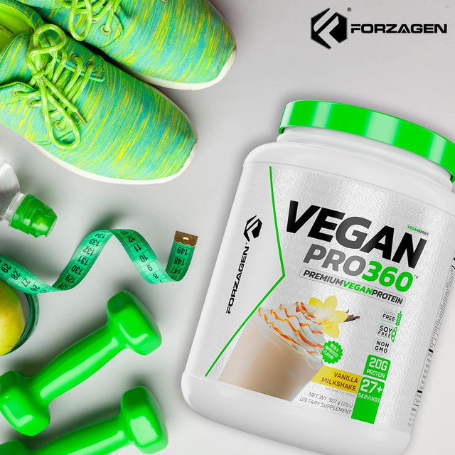 Forzagen Vegan Protein 360 2 Lbs 27 Servings, Plant Based Protein Extracted from Quinoa, Brown Rice and Pea Isolate Protein, Dairy, Soy and Gluten Free, Nom GMO (Vanilla Milkshake)