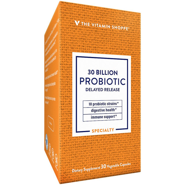 Probiotic Delayed Release 30 Billion - with 10 Probiotic Strains to Support Digestive, Immune & Vaginal Health or Yeast Imbalance - Shelf Stable (30 Veggie Caps) by the Vitamin Shoppe