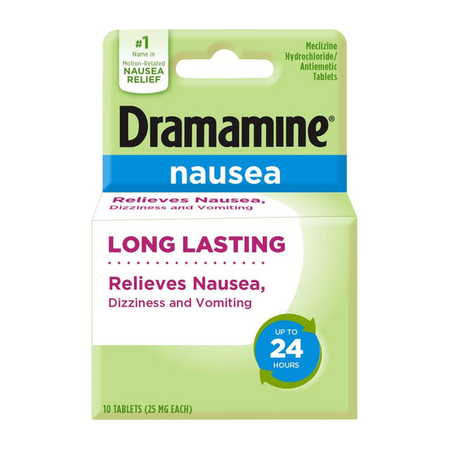 Dramamine Nausea Long Lasting, Nausea Relief, 10 Count