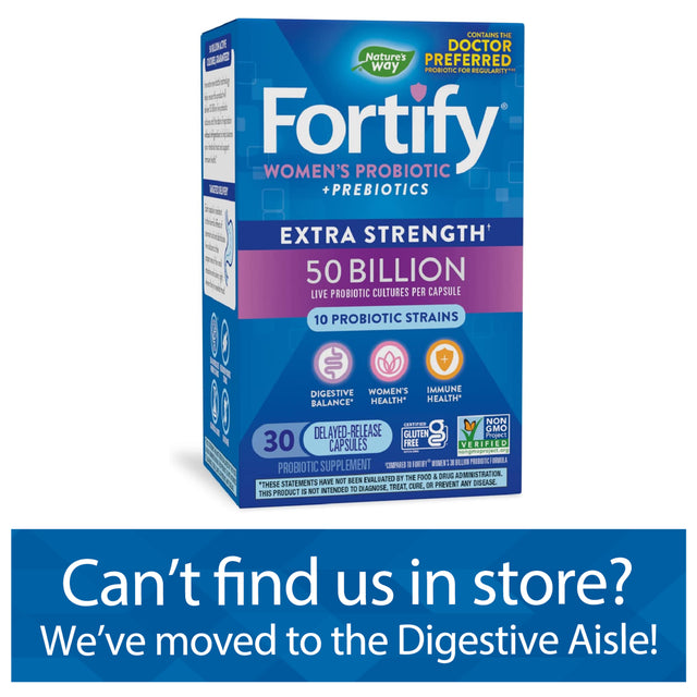 Fortify Women'S Extra Strength Probiotic Capsules, 50 Billion Live Probiotics, 30 Count