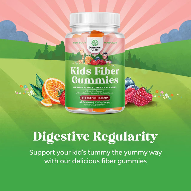 Kids Fiber Gummy Prebiotics Supplement - Soluble Fiber Gummies for Kids Constipation Relief Digestive Health and Leaky Gut Repair - Kids Fiber Gummies Immune System Booster Delicious Gummy Vitamins