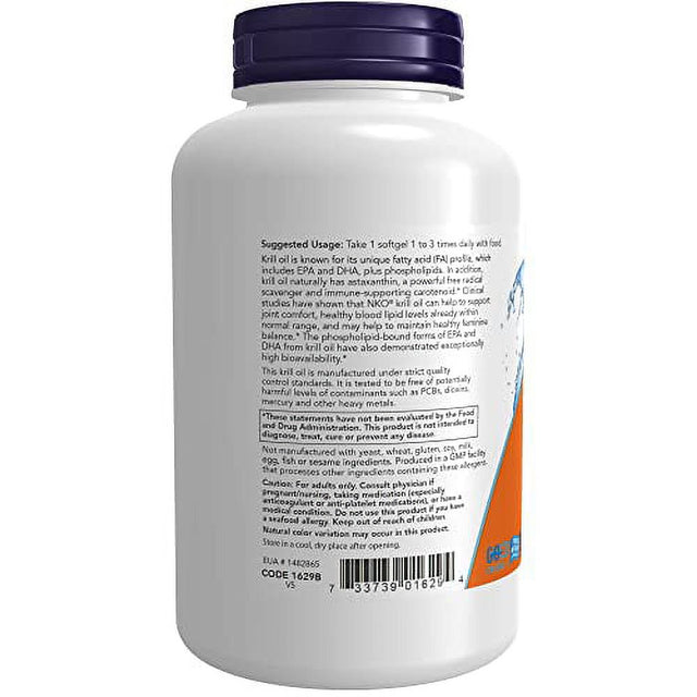 NOW Supplements, Neptune Krill, Double Strength 1000 Mg, Phospholipid-Bound Omega-3, 120 Softgels