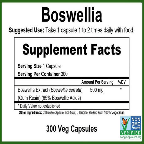 Greenpacks Boswellia Extract (High-Potency) Supplement, 300 Capsules