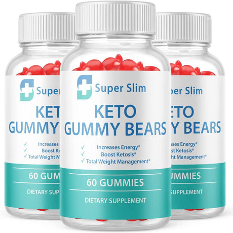 (3 Pack) Super Slim Keto Gummy Bears - Supplement for Weight Loss - Energy & Focus Boosting Dietary Supplements for Weight Management & Metabolism - Fat Burn - 180 Gummies