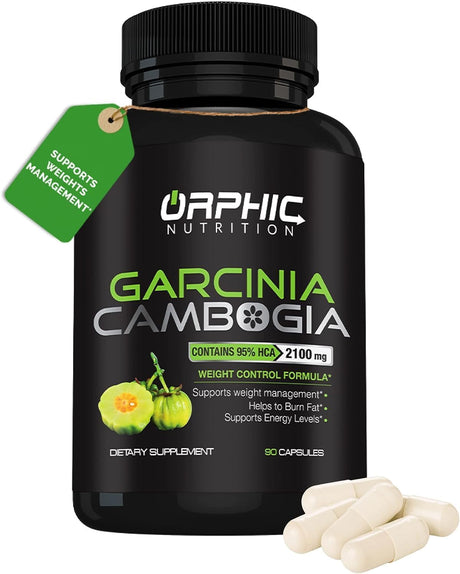 ORPHIC NUTRITION Garcinia Cambogia Extract 1 Month Supply - to Support Weight Loss Efforts* - Helps Curb Appetite*, Suitable for Vegetarians - 2100 MG - 90 Caps