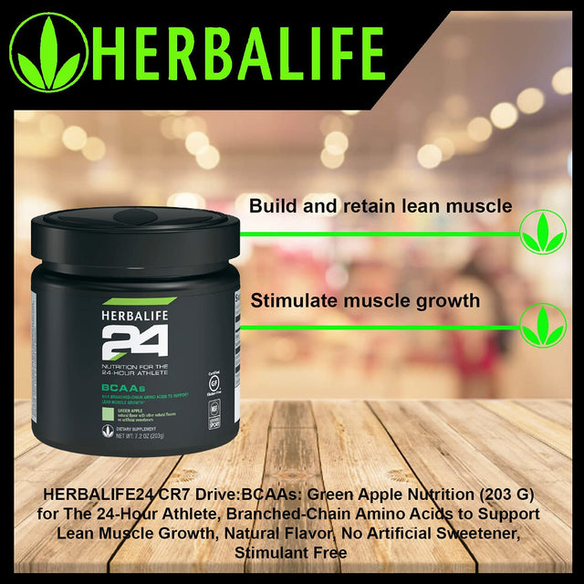 HERBALIFE24 Bcaas: Green Apple Nutrition (203 G) for the 24-Hour Athlete, Branched-Chain Amino Acids to Support Lean Muscle Growth, Natural Flavor, No Artificial Sweetener, Stimulant Free