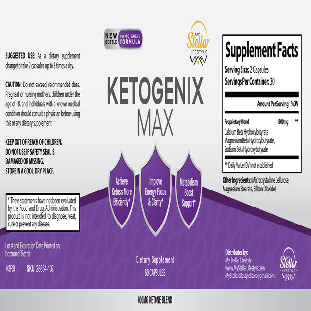 Ketogenix Max BHB Ketone 700Mg Weight Management Fat Burner Keto-60 Capsules