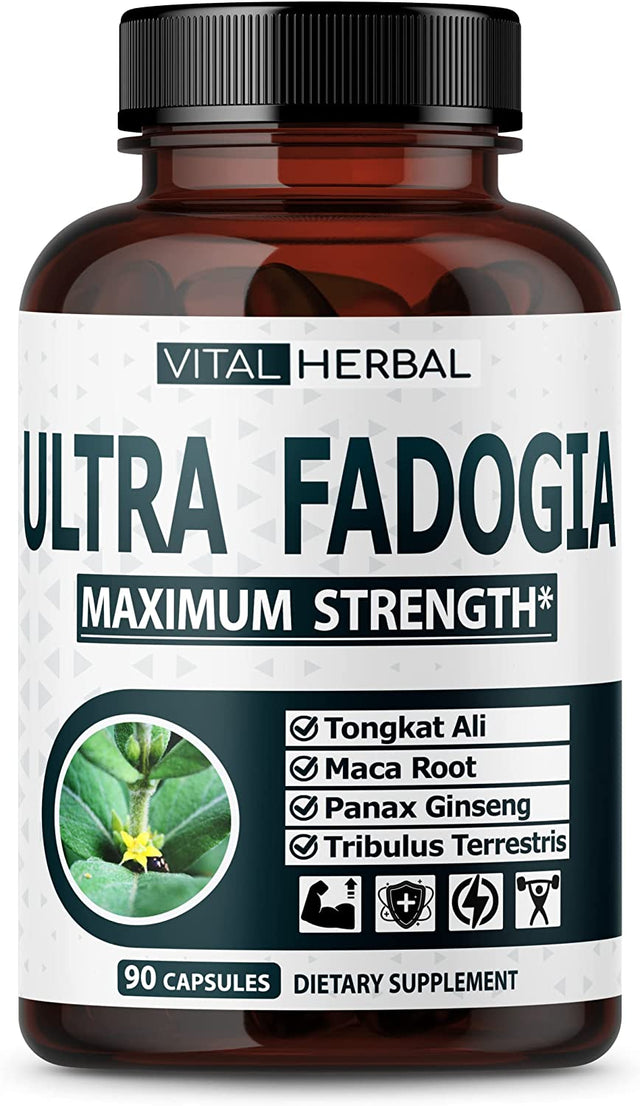 Ultra Fadogia Agrestis 10:1 Extract with Tongkat Ali Capsules - Equivalent to 9570 Mg - Maximum Strength with Ginseng Maca Root Tribulus - Boost Energy Muscle Buider (90 Count (Pack of 1))