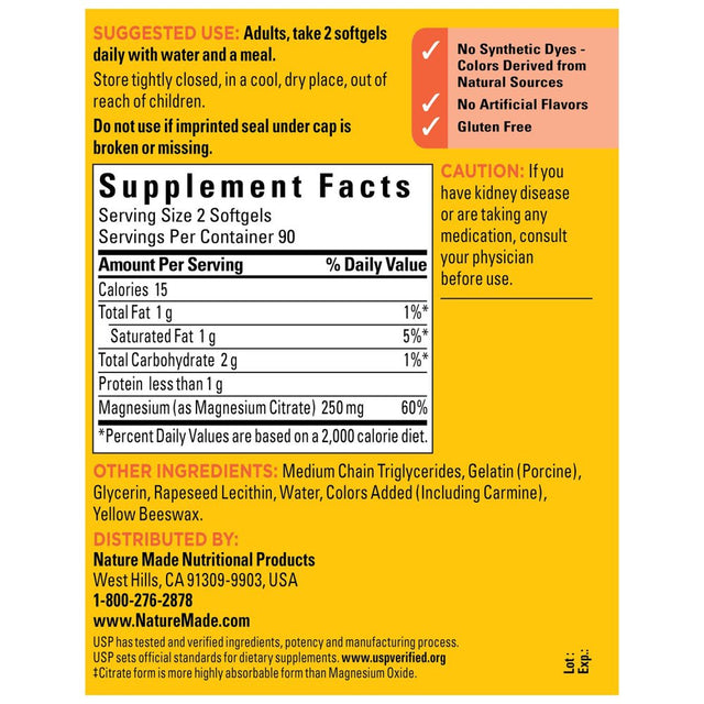 Nature Made Magnesium Citrate 250 Mg., 180 Count