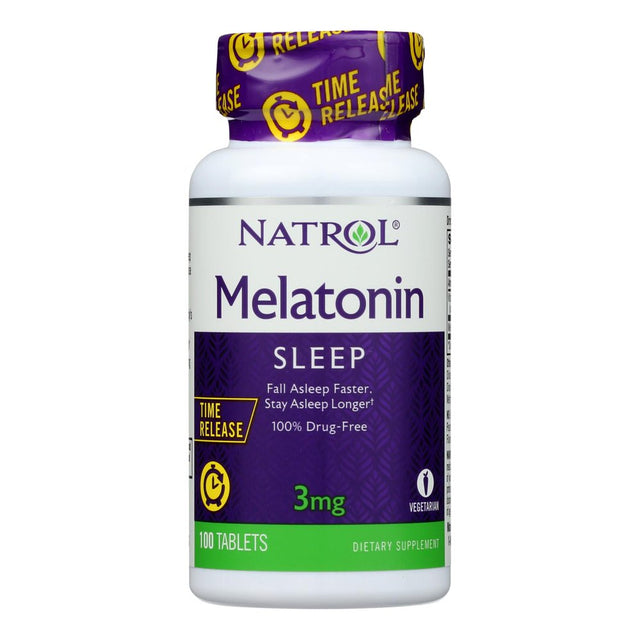 Natrol Melatonin 3 Mg Sleep Time Release Dietary Supplement Tablets 100 Ea (Pack of 3)