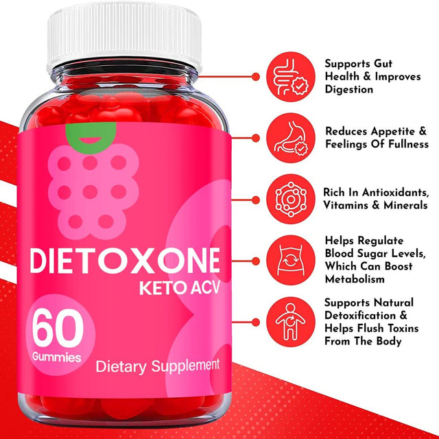 (5 Pack) Dietoxone Keto ACV Gummies - Supplement for Weight Loss - Energy & Focus Boosting Dietary Supplements for Weight Management & Metabolism - Fat Burn - 300 Gummies