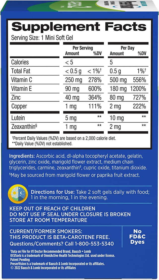 Preservision AREDS 2 Eye Vitamin & Mineral Supplement, Contains Lutein, Vitamin C, Zeaxanthin, Zinc & Vitamin E, 120 Softgels (Packaging May Vary)