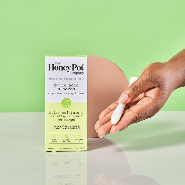 The Honey Pot Company, Boric Acid and Herbal Suppositories + Applicator, 14 Ovules, 1 Applicator