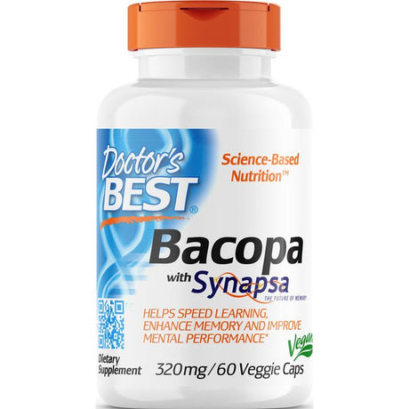 Doctor'S Best Bacopa with Synapsa, Non-Gmo, Vegan, Gluten Free, Soy Free, Helps Enhance Memory, 320 Mg, 60 Veggie Caps