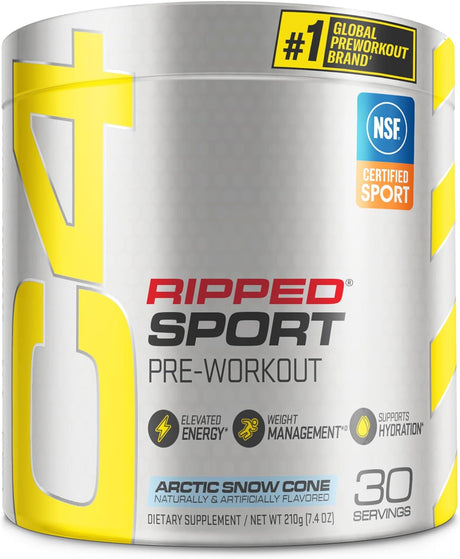 C4 Ripped Sport Pre Workout Powder Arctic Snow Cone - NSF Certified for Sport + Sugar Free Preworkout Energy Supplement for Men & Women - 135Mg Caffeine + Weight Loss - 30 Servings