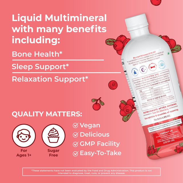 Maryruth Organics | Liquid Nighttime Multimineral Supplement | Sleep Support for Adults & Kids 1+ | Relaxation, General Wellness | Vegan, Gluten Free | 32 Fl Oz